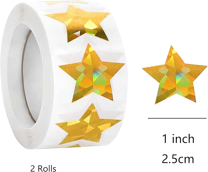 1000pcs Small Gold Star Stickers 1" Diameter for Reward, Arts Home Supplies Planner (Gold C 1000pcs)