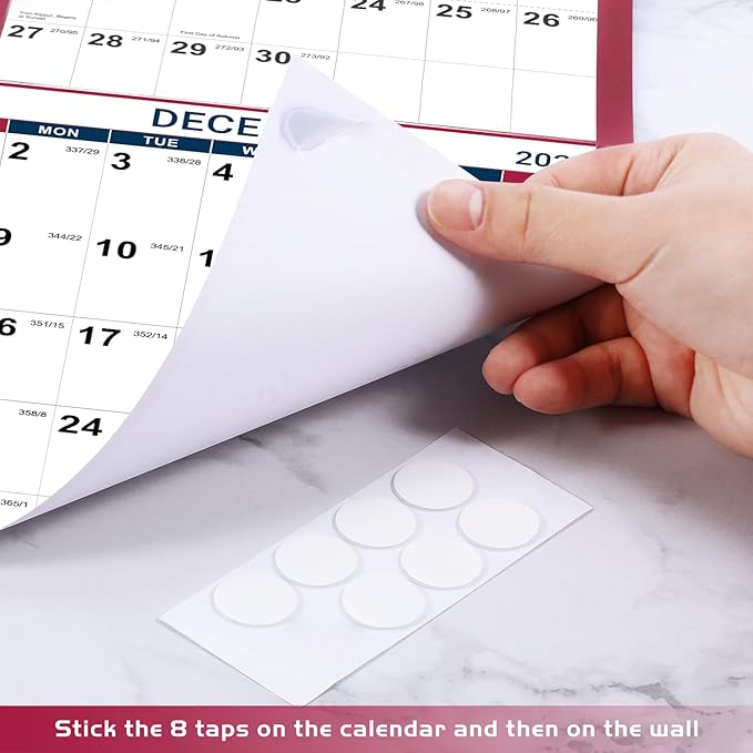 2026-2027 Yearly Wall Calendar - 2026-2027 Calendar, July 2026 - June 2027, 34.4" x 22.8"(Open), Yearly Wall Calendar 26-27, Vertical Layout, Double-Sided Round Stickers, Large Calendar - Red