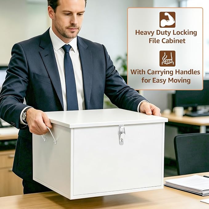 Stainless Steel Anti-Theft Safe Cabinet,Fireproof Waterproof Hanging File Folder Box with Lock,Large Capacity,Heavy Duty Storage Safe Case for Home Office Business Jewelry Documents Valuables