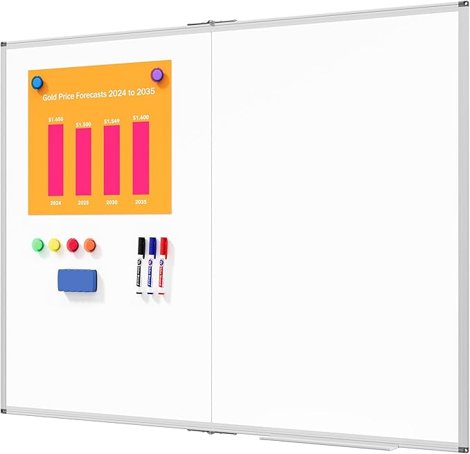 Magnetic White Board Dry Erase Board for Wall, 48" x 36" (4' X 3') Wall-Mounted Large Whiteboard for School, Classroom, Office & Home