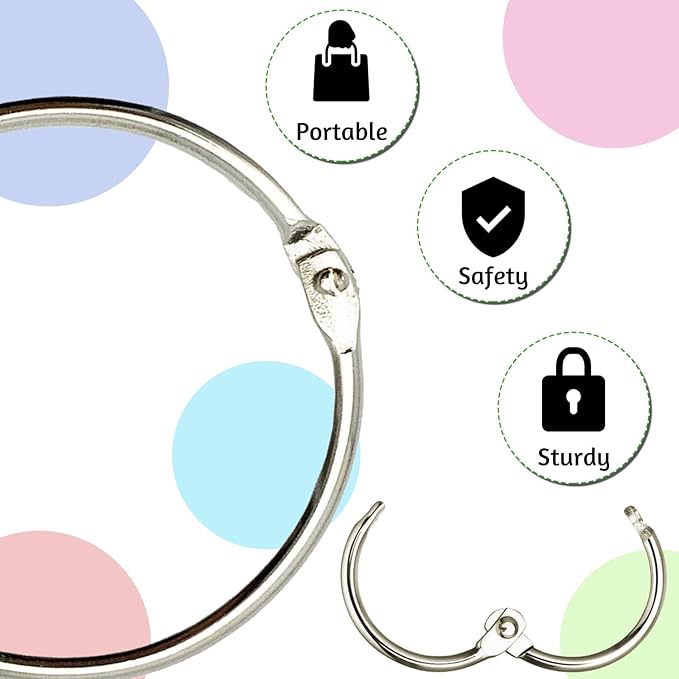 OWLKELA 135 Pcs Binder Rings 1 Inch, Loose Leaf Binder Ring, Metal Book Rings, Flash Card Rings, Index Card Rings, Clip Rings, Nickel Plated Steel Binder Rings, Key Rings