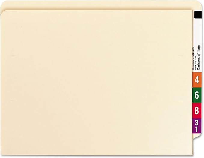 Smead End Tab Pocket Folder with Fastener, Straight-Cut Tab, 1 Pocket, Letter Size, Manila, 50 Count