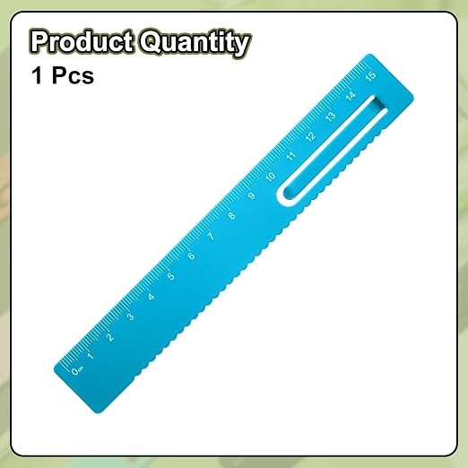 HARFINGTON Straight Ruler 15cm Metric Metal Aluminum Alloy Measuring Bookmark Clip Ruler Scale Tool for Measure Study Reading Classroom Office, Blue