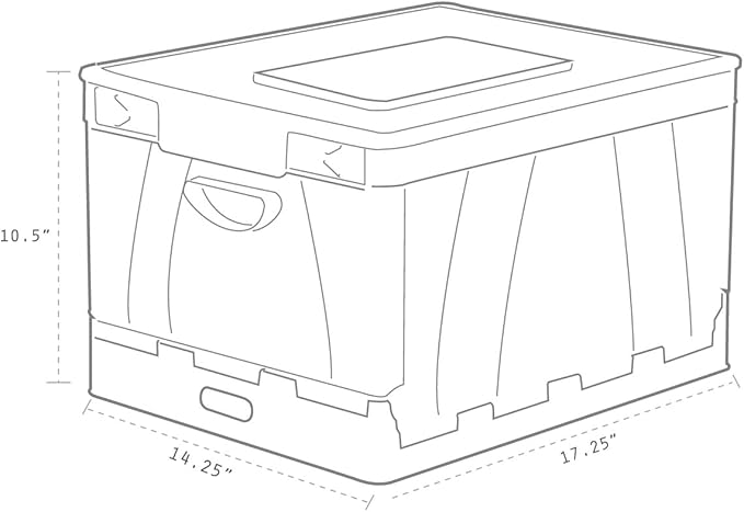 Storex Collapsible Crate with Lid, 9-1/2 Gallon, Black