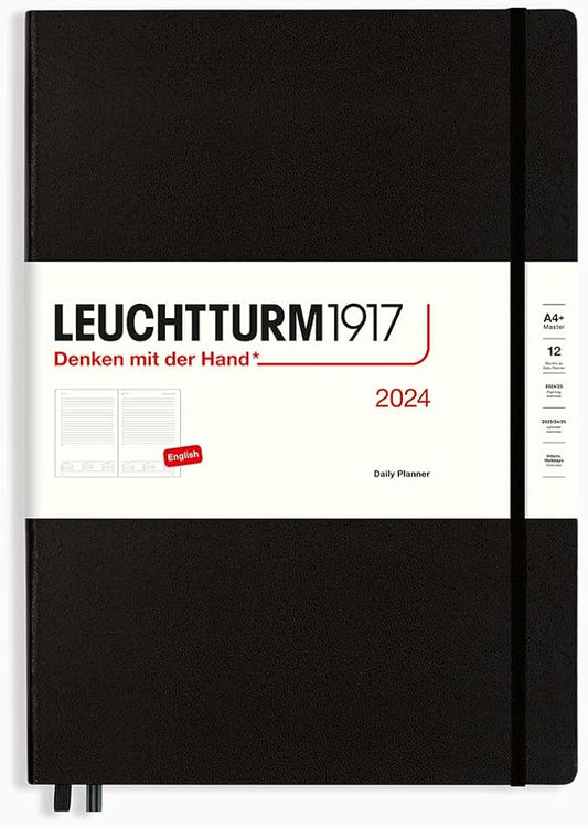 LEUCHTTURM1917 - Daily Planner 2024 with extra booklet, Master (A4+) Hardcover, Black (Jan 1 - Dec 31, 2024)