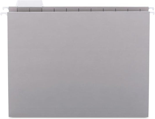 Smead Colored Hanging File Folder with Tab, 1/5-Cut Adjustable Tab, Letter Size, Gray, 25 per Box (64063) (Pack of 1)