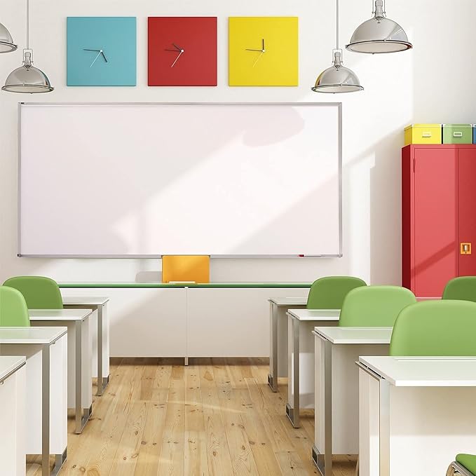 Quartet Dry Erase Magnetic White Board 96"W x 48"H, Porcelain Whiteboard, Silver Aluminum Frame (PPA408)