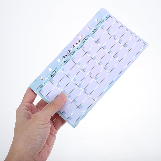 Veemoon Monthly Planner Refill for 6-ring Binder A6 Size with 14 Undated Gradient Color Sheets, Monthly and Weekly Calendar Inserts for Budget, Meal Planning, and Home Organization