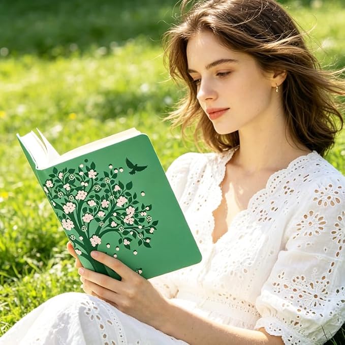 Flower Tree Patern Stretchable Book Cover 15.7"x9.8", Elastic Washable Book Protector for Hardcover Textbooks Paperbacks, Reusable Polyester Book Sleeve for Women