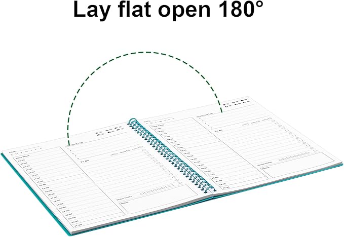 Daily Planner Undated, To Do List Notebook with Hourly Schedule, Time Management Manual and Planner, Personal Organizers, 5.2"x7.5", 75 Sheets/150 Pages, Green