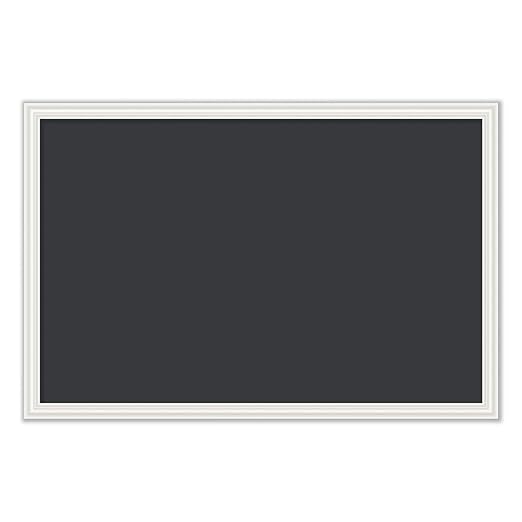 Magnetic Chalkboard with Decor Frame 30 x 20 Black Surface White Wood Frame