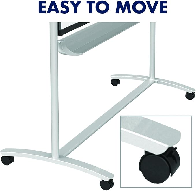 Quartet Easel, Magnetic Whiteboard, 4' x 3', Reversible, Mobile, Flipchart Holder, Prestige 2, Black Frame (ECM43P2)