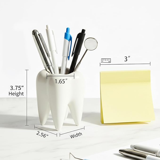 ComSaf Glazed Ceramic Tooth Pen Holder, Cute Molar Shaped Pen Cup - Dental Office Desk Organizer, Dentist Hygienist Graduation Gift, Funny Tooth Desk Accessories for Women Men, Small Succulent Planter