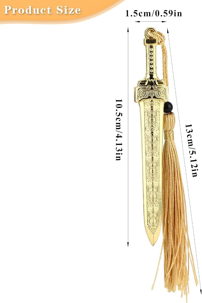 Tyqour Sword Bookmark for Book Lovers with Tassels Metal Book Mark Vintage Bookmark for Men Women Office School Home Library Bookstore