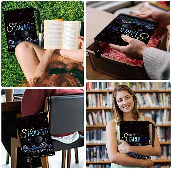 1pc Polyester Book Sleeve 34cm(13.4inch) x24cm(9.45inch) Star Light Book Covers with Zipper and Front Pocket Birthday Gift for Students Teachers