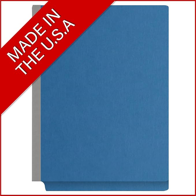 25 Pt. Pressboard Classification Folders, Full Cut End Tab, Letter Size, 1 Divider, Royal Blue (Box of 10)