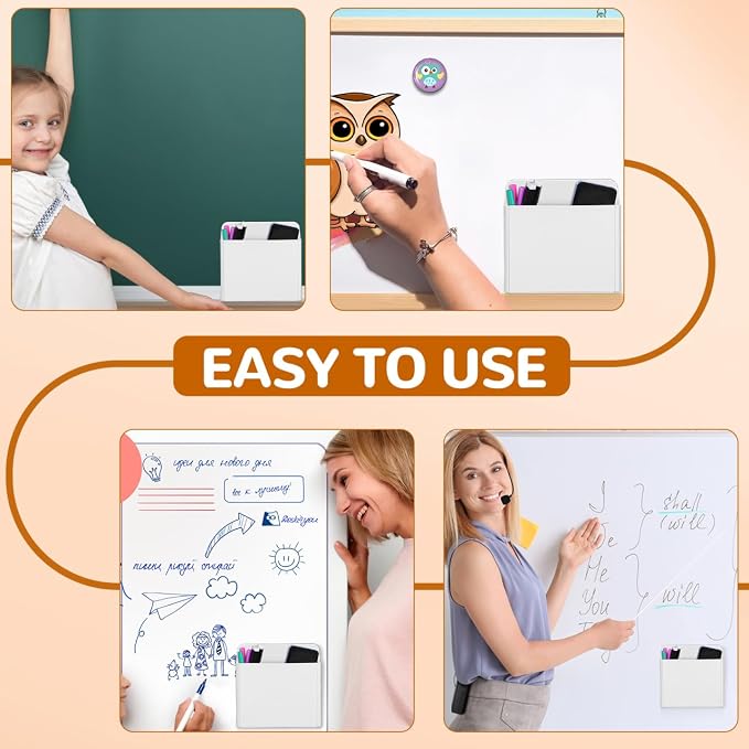 VILLCASE 2Pcs Suction Cup Pen Holder for Whiteboard Adjustable Dry Erase Marker Organizer for Office School Cabinet Space-Saving Pen Storage Box