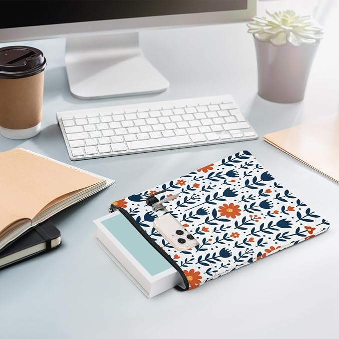 Book Sleeve Book Lovers Gifts Waterproof Books Pouch Protector Cover Reading Accessories Gifts for Women Girls Bookworm Grandma Reader Librarian Birthday Graduation Christmas, Aesthetic Floral Print