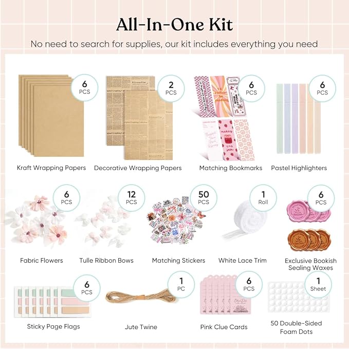 YOPPIX 6 Set Blind Date with Book Gift Bulk, About Everyday Style Theme Blind Book Date Gifts for Book Lover Readers Bookish Librarian Booklovers Club (NO Books Including)