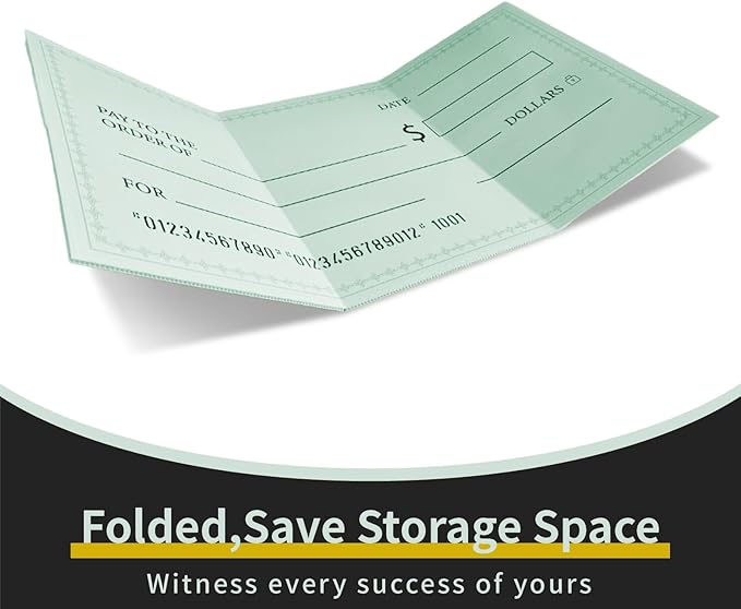 30 x 16 Inches Foldable Giant Check for Presentations, Dry Erase Big Blank Check, Large Fake Check, Oversized Checks for Fundraisers, Prizes, Awards,Retirement, Charity & Donation Events