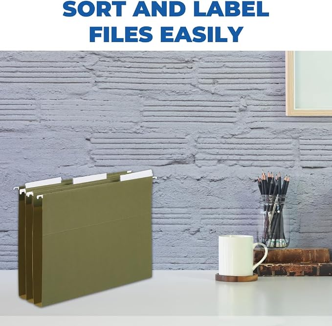 1InTheOffice Clear Hanging Folder Tabs and Inserts, Plastic Clear Tabs and Inserts, File Folder Tabs, 3-1/2" x 5/8", 100/Pack