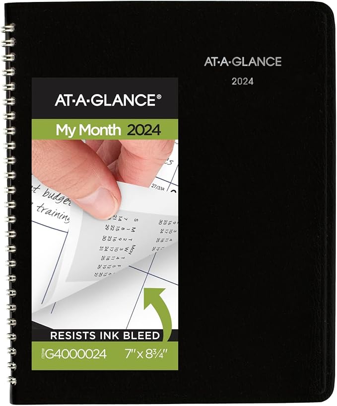 AT-A-GLANCE 2024 Monthly Planner, 7" x 8-3/4", Medium, DayMinder, Black (G4000024)