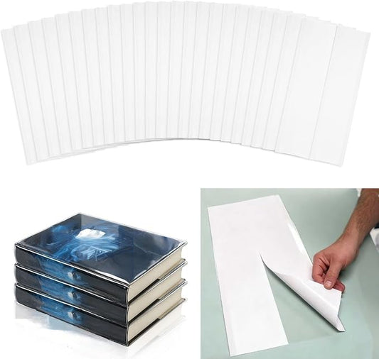 20 Pcs Fold-On Archival Book Jacket Center-Slit Books Dust Jacket Covers Clear Archival Book Cover Protector for Librarian Collector (10" H X 21" L)