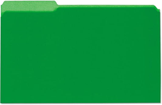 Universal 15302 Interior File Folders, 1/3 Cut Tab, Legal Size, Green, 100/Box