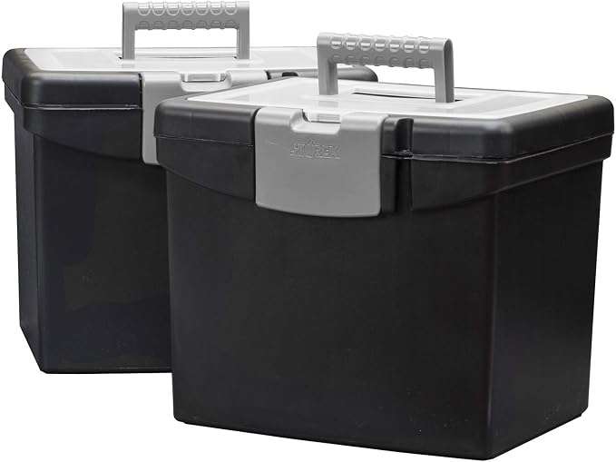 Storex File Storage Box Translucent Storage Lid, Black, 2-Pack