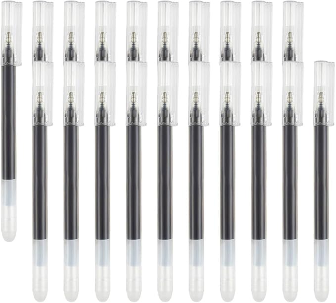 Volcanics Black Erasable Gel Ink Pens 20 Pack – Smooth Writing Heat Erasable Gel Pens with Cap, No Refill Needed, No Smudge, Ideal for School, Office, Journaling, Sketching, Note Taking