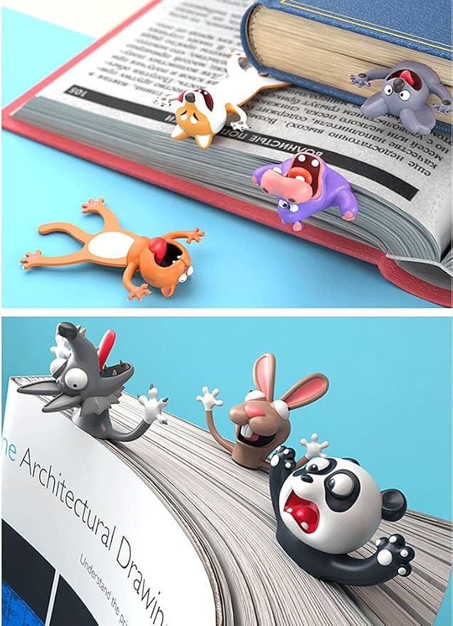 Cartoon Bookmarks, 3D Stereo Wacky Animal Book Mark, Ouch Series, Funny Cute creatived Gifts for Children (Donkey)