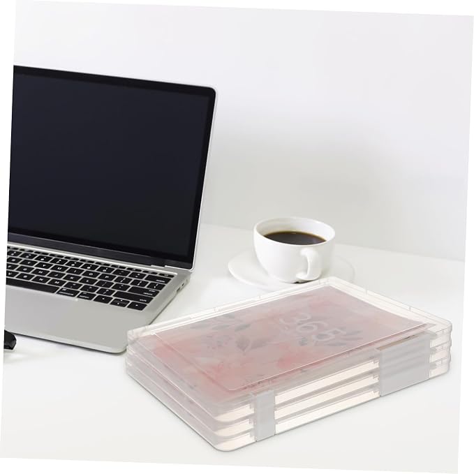 Lurrose 6pcs Plastic File Storage Box Transparent Paper Organizer with Lid for Office School and Home Efficient Bulk