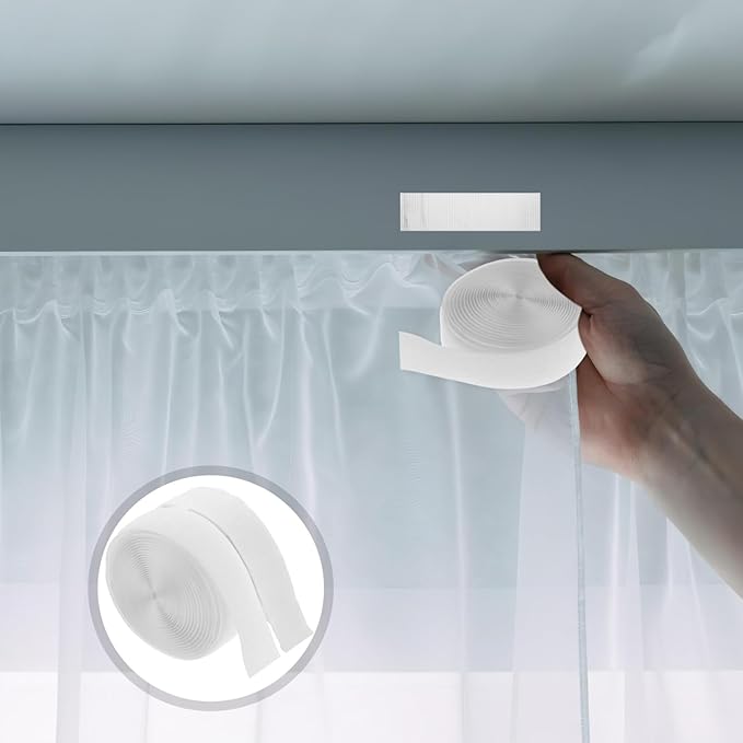 Luxshiny 1roll Double-Sided Self Adhesive Hook and Tape for Curtains and Doors Strong Fastener Strips for Versatile Applications Adhesion and Easy Installation