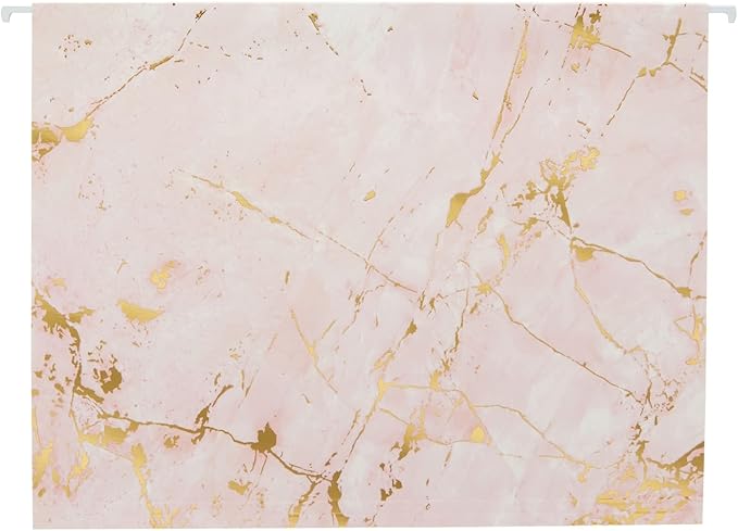 Paper Junkie Hanging File Folders - Pack of 12, Pink & White Marble - File Cabinet Organizer - Gold Foil Marble - Gold Hanging Folders - Cabinet & Drawer Fit