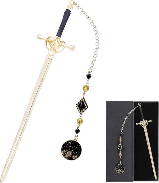 Charm Acotar Sword Bookmark - Fantasy Vintage Metal Book Marks for Women Men Students Teachers Reader Page Mark with Crystal Beads Mountains Charms Reading Lovers Birthday Gifts Accessories