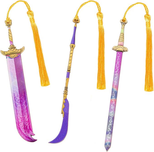 3PCS Kpop Metal Bookmark Set - Anime Demon Sword Bookmarks for Women, K pop Fans Reading Accessories Gift Cool Book Mark for Book Lovers (3PC Weapons)