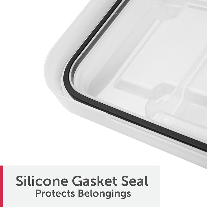 19 Qt Storage Box with Gasket Seal (Clear/Black), Heavy Duty Plastic Latching Tote, Small Stackable Container for Home Office, Basement, Garage, Storing Valuables, Files, and Supplies