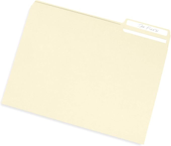 Manilla File Folders 8.5 x 11, 1/3 Cut Tab, Letter Size Vanilla folders, Great for Organizing and Easy File Storage, 100 Per Box (Manila)