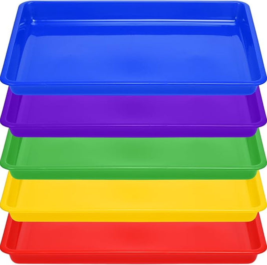 Hoteam 10 Pcs Flat Storage Organizer Tray Bin Paper Tray for Classroom Plastic Stackable File Organizer for School Office Teacher Book Organization(Multicolor,16.14 x 11.81 x 1.38 Inch)
