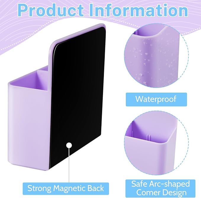 6 Pcs Magnetic Marker Holder for Whiteboard, Dry Erase Marker Organizer with Removable Divider, Magnetic Pen Holder for Classroom Office Locker Fridge File Cabinet (Macaron)