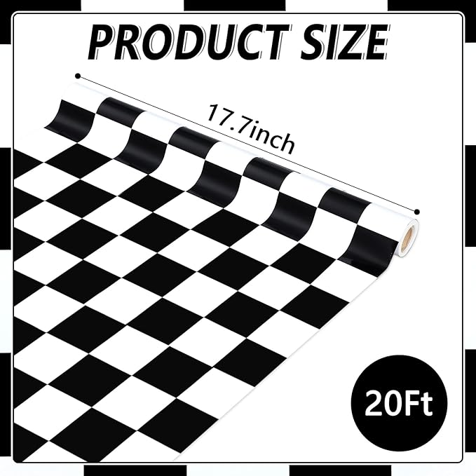Black White Checkered Bulletin Board Paper Roll Black Plaid Bulletin Board Background Paper Back to School Classroom Decoration Poster for Art Craft DIY Home Office Classroom Supplies 17.7in x 20ft