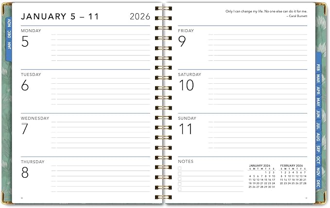 LARGE PRINT HARDCOVER 2026 Planner, 8.5"x11": 14 Months (November 2025 - December 2026), Daily Weekly Monthly Planner, Yearly Agenda, Bookmark, Pocket Folder and Sticky Note Set (Whispering Meadow)