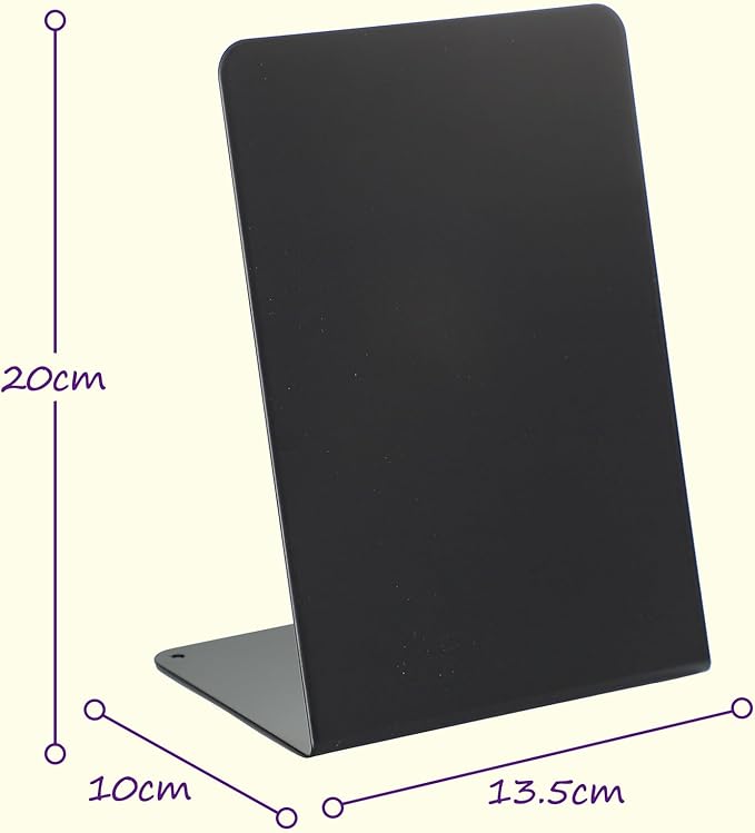Magnet Board 7.87 x5.31 x 3.93 Stand Mini Black Metal Tabletop Memo Standing Magnetic Board for Desk - Magnetic Display for Back to School Menu Table， Photos，Memos (Black*2, 20 * 13.5 * 10cm)
