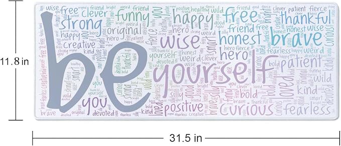 Be Yourself Large Gaming Mouse Pad for Desk, Desk Mat with Seamed Edges, Waterproof Desk Pad, Non-Slip Rubber Base, 31.5x11.8 Inch Keyboard Pad Computer Mat, Big XL Mousepad