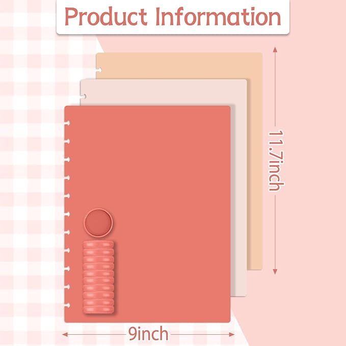 gisgfim 5 Set Discbound Notebook Cover and Disc Set 8.5 x 11.75 inch Inch Poly Cover with Disc Discbound Notebook Accessories for School Office Subject Document (Vintage Color)