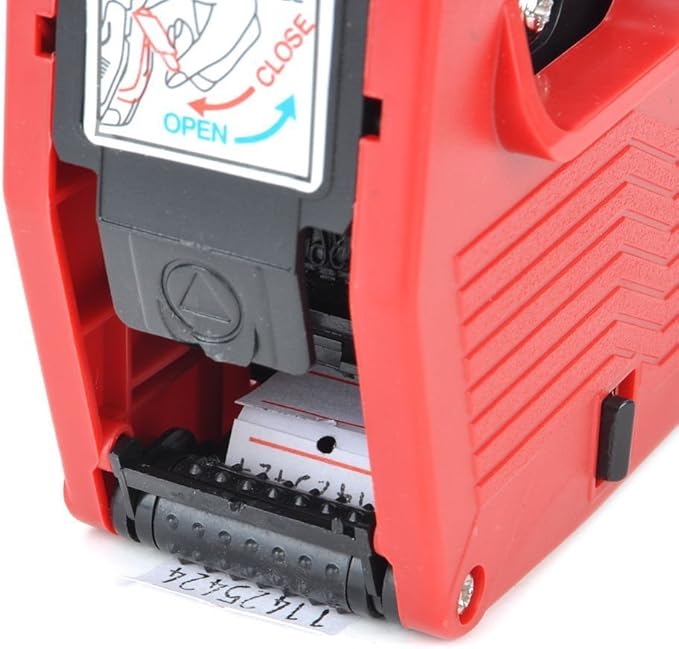 Kubert® Mx-5500 Single Row Labeler Price Tag Label Gun + Ink Roller + Single Row Label Paper Price Sticker Roll for Offices & Markets Model: Office Supply Store (red)