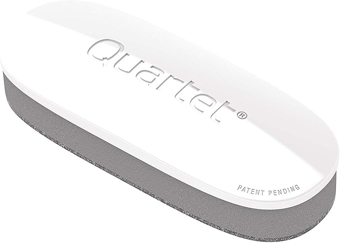 Quartet White Board Dry Erase Board Eraser, 5" x 2", Max Clean for Dry Erase Markers, Includes Magnetic Caddy Holder, Home School Supplies & Home Office Accessories, White/Gray (DFEB4)