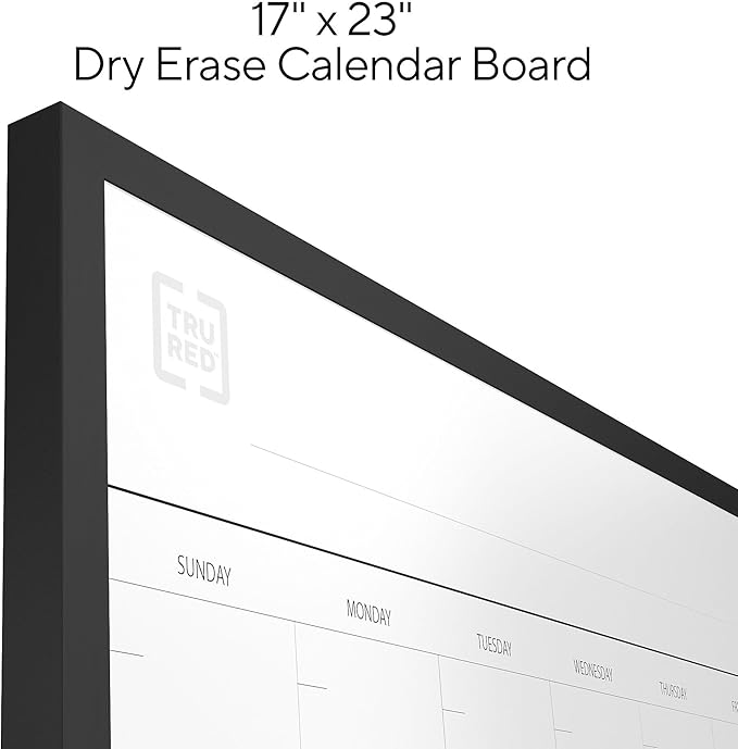 TRU RED Magnetic Steel Dry Erase Combo Board, Black Aluminum, 17-inch x 23-inch