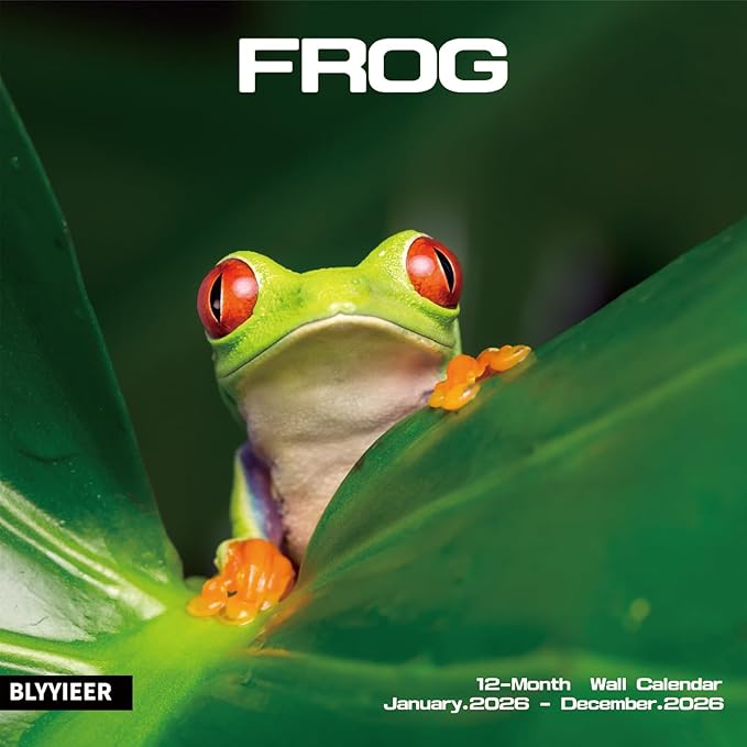 2026 Wall Calendar,Calendar 2026,Frog Monthly Wall Calendar, 12" x 24" Open,Family Planner Calendar, Home & Office Organizer,Hangable