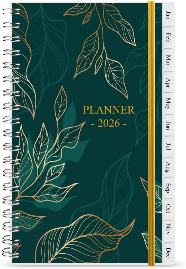2026 Pocket Planner/Calendar - A6 Weekly & Monthly Planner from January 2026 - December 2026, Easy to Organize Your Daily Life, Medium 3.75" x 6.75", Gold Leaf